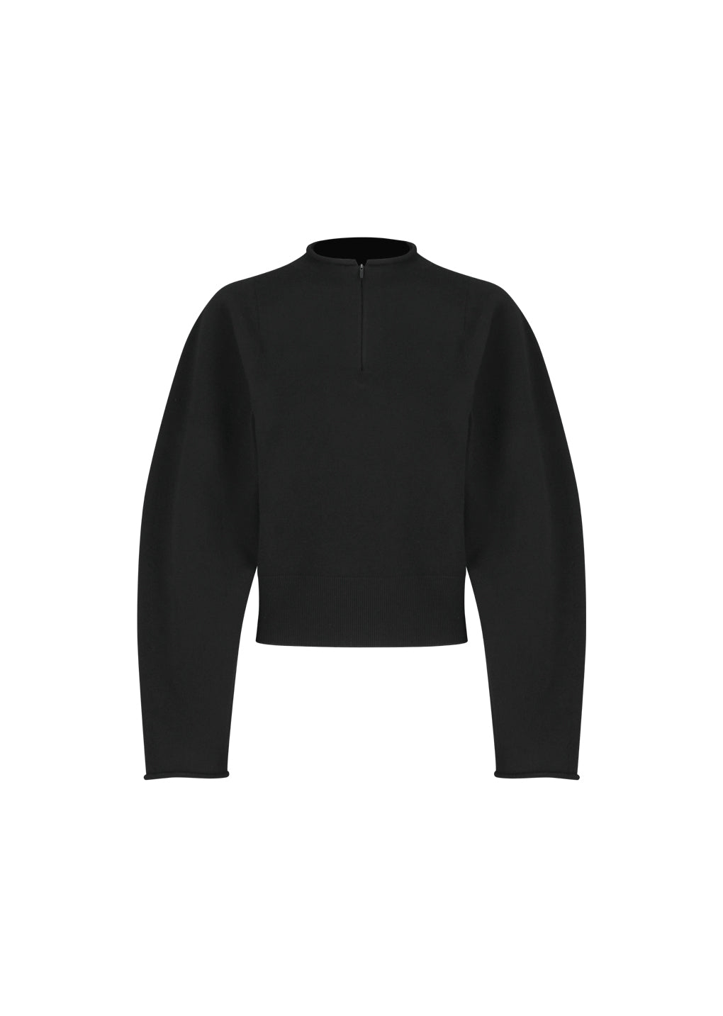 wholegarment half zip up, black