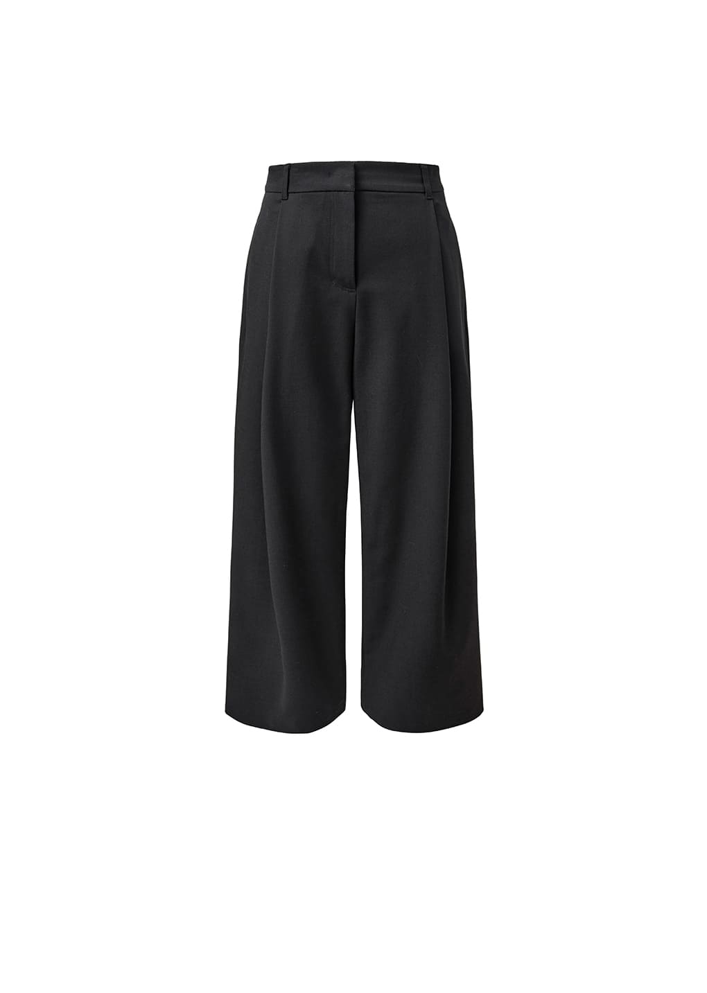 WIDE TUCK PANTS, BLACK