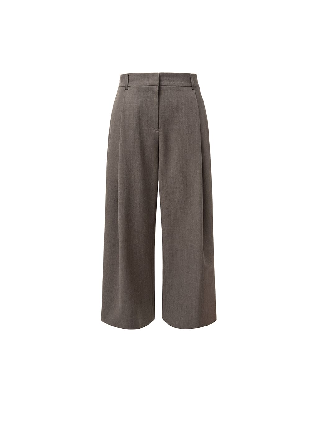 WIDE TUCK PANTS, BROWN