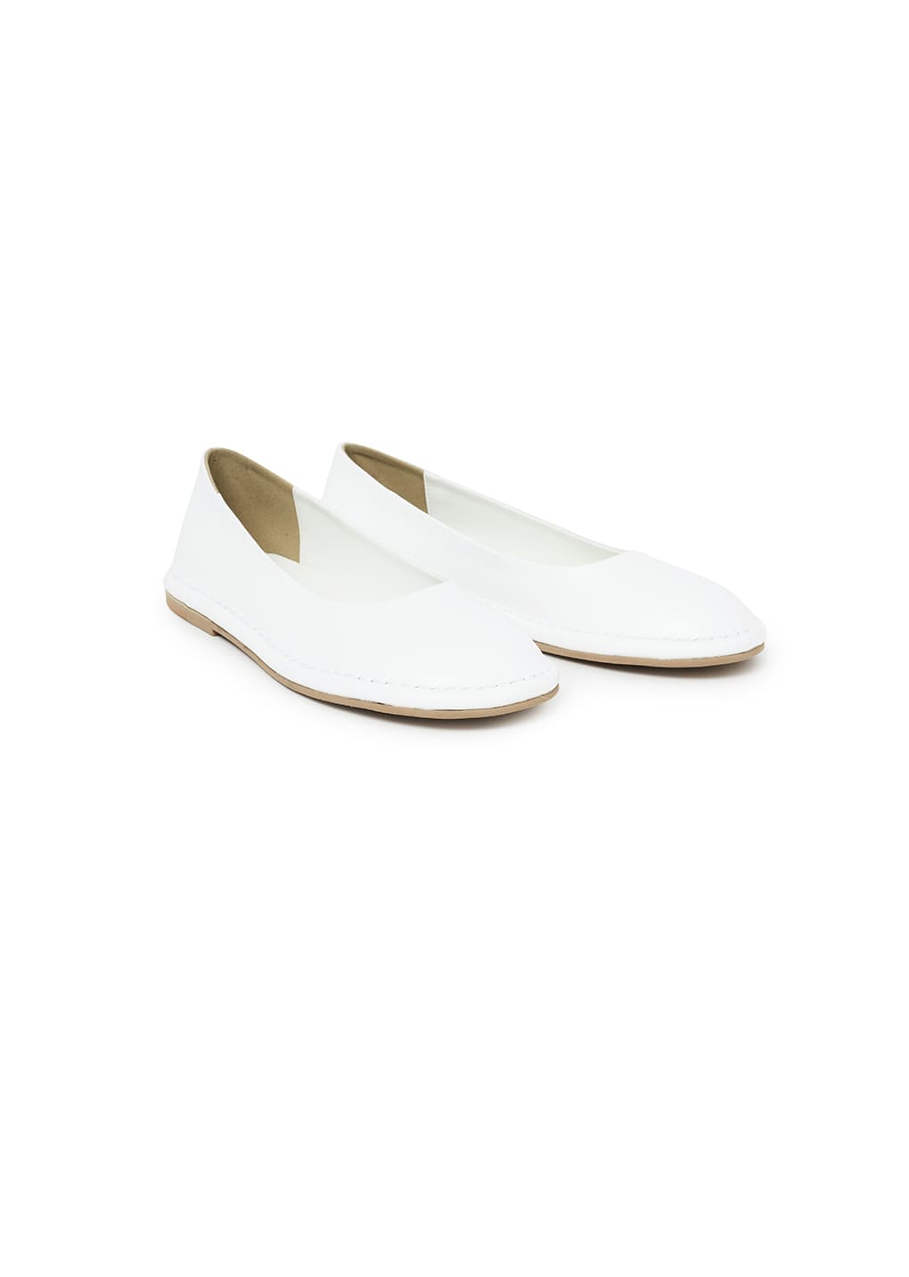 WOMEN'S ROUNDED FLATS, WHITE