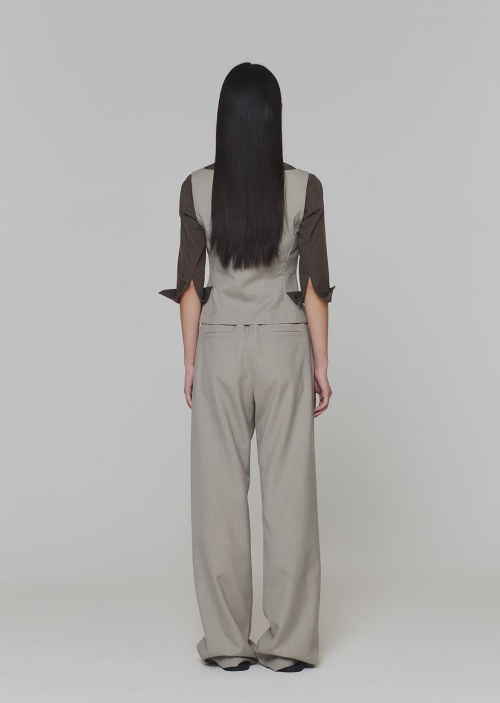 wool banding pants, beige