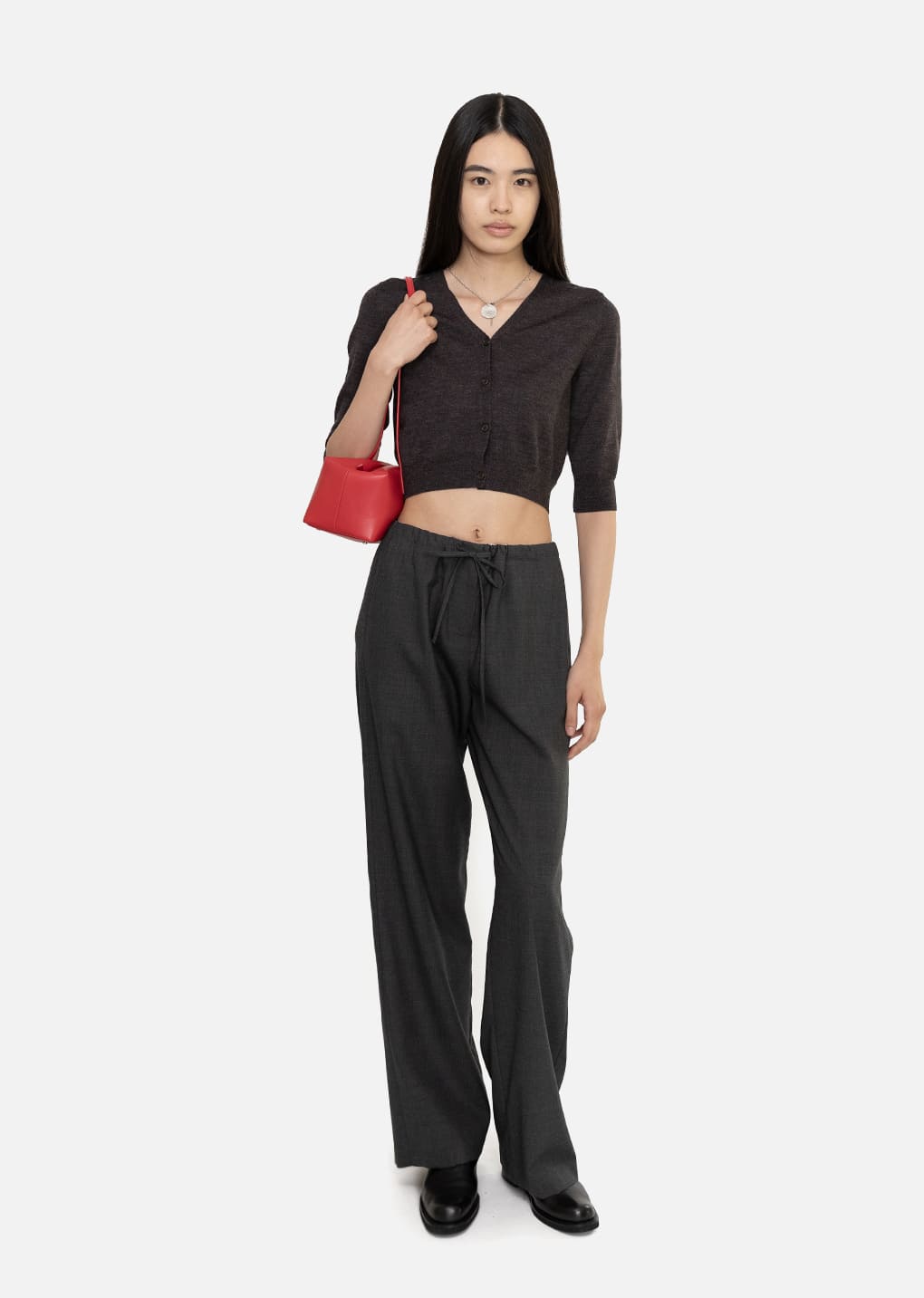 wool banding pants, charcoal