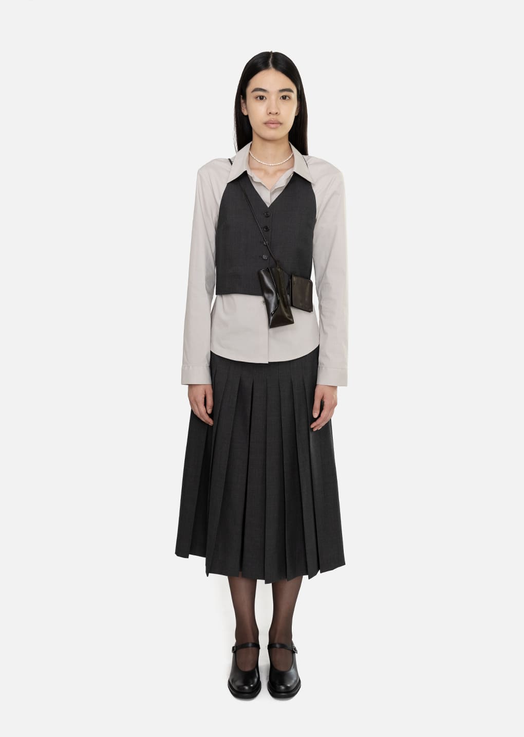 wool halterneck top, charcoal hover