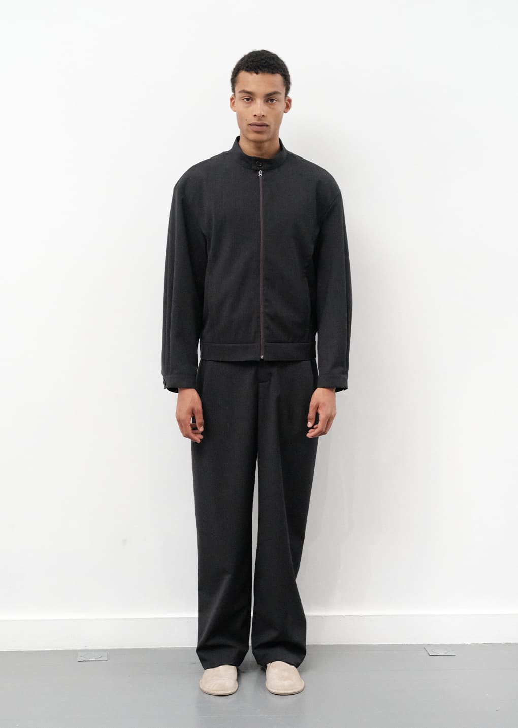 wool stripe martine pants, black