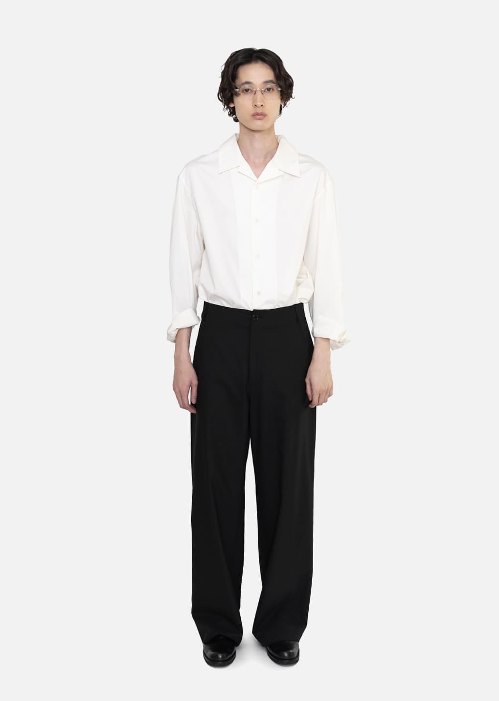 wool wide pants, black hover