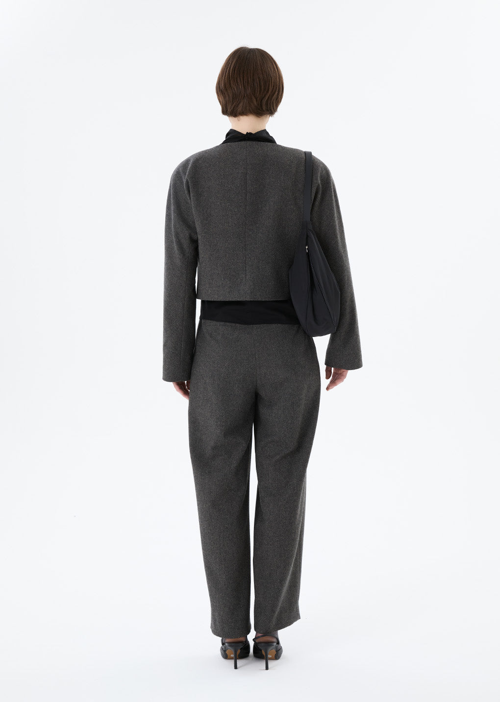 wool wrap pants, charcoal