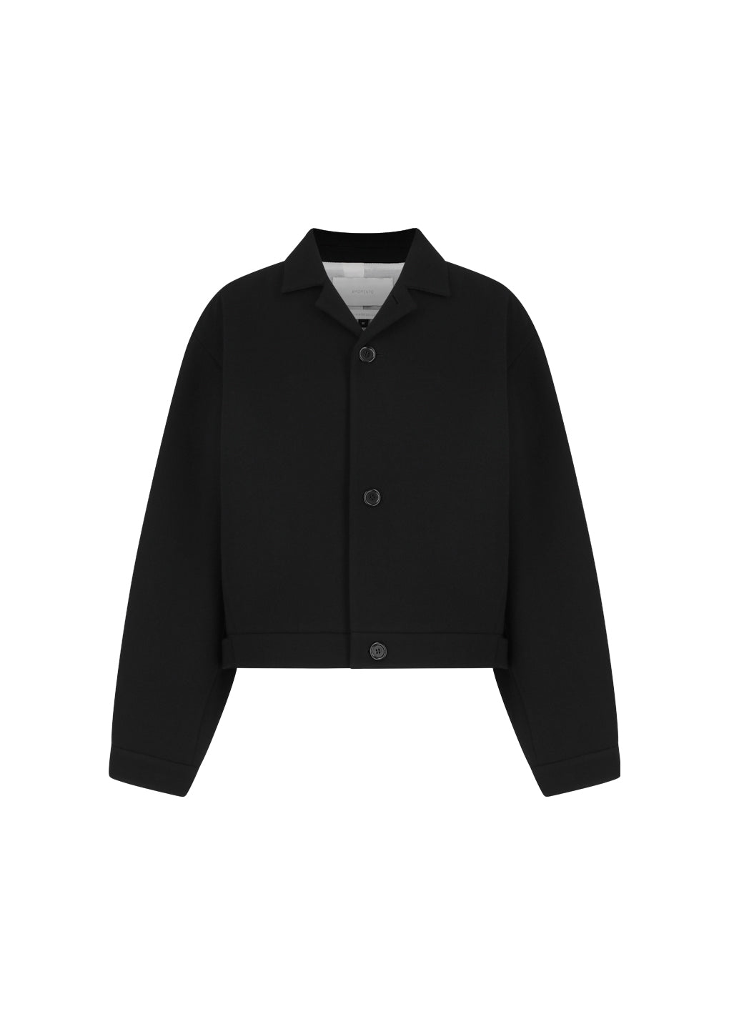 wool crop jacket, black