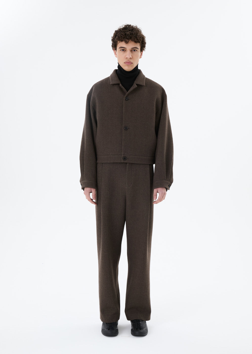 wool crop jacket, brown hover