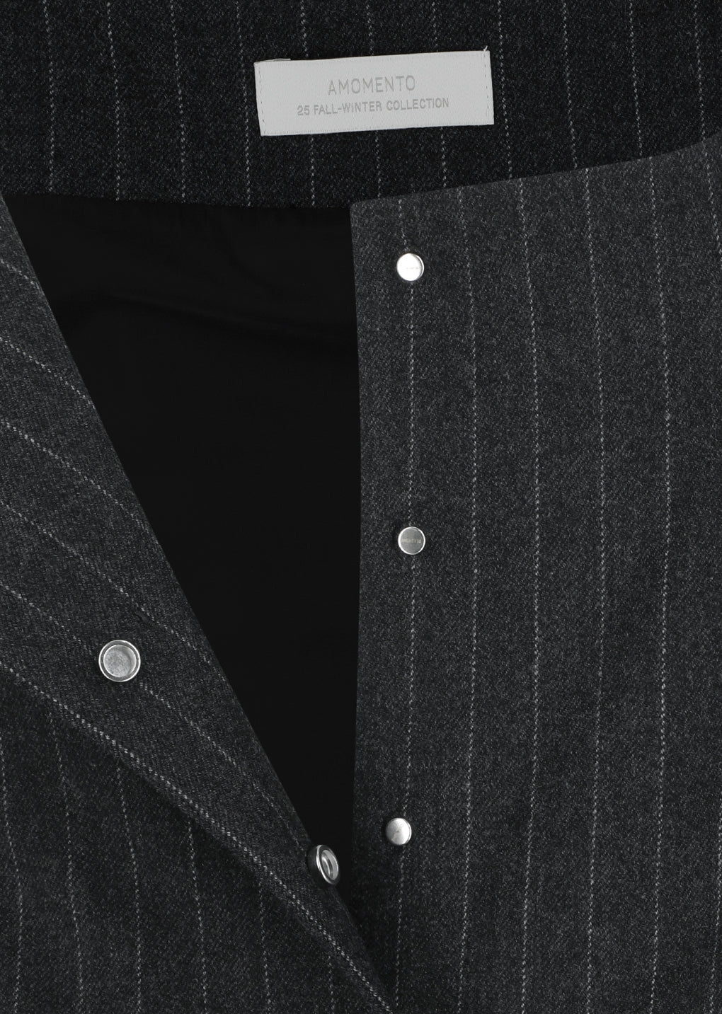 wool snap button down vest, stripe