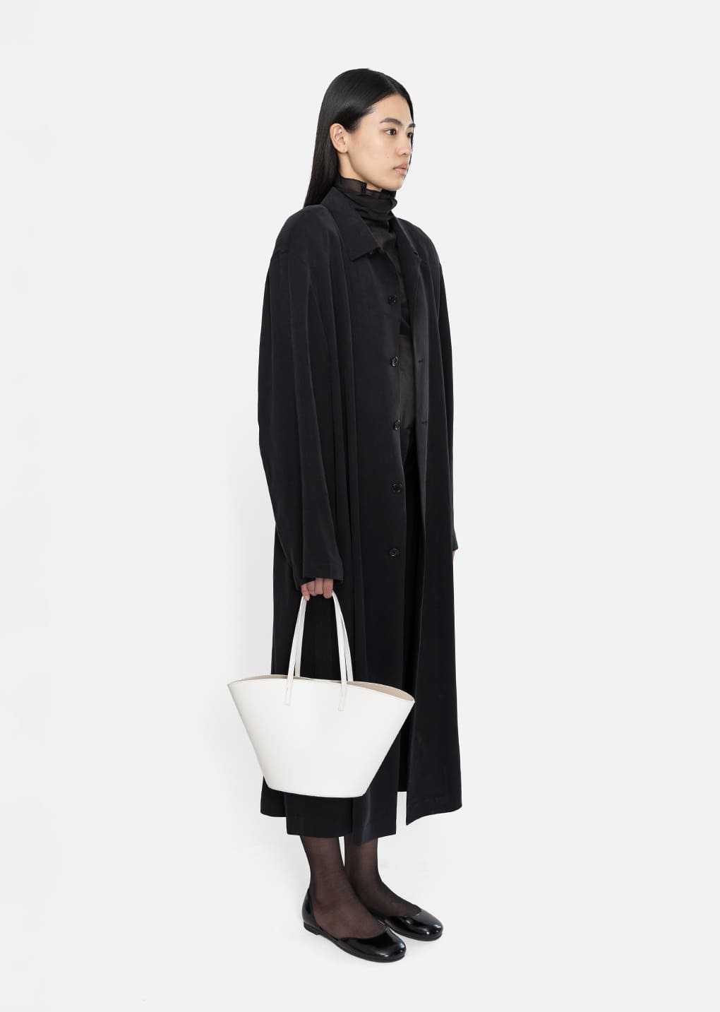 cupro oversize trench coat, black
