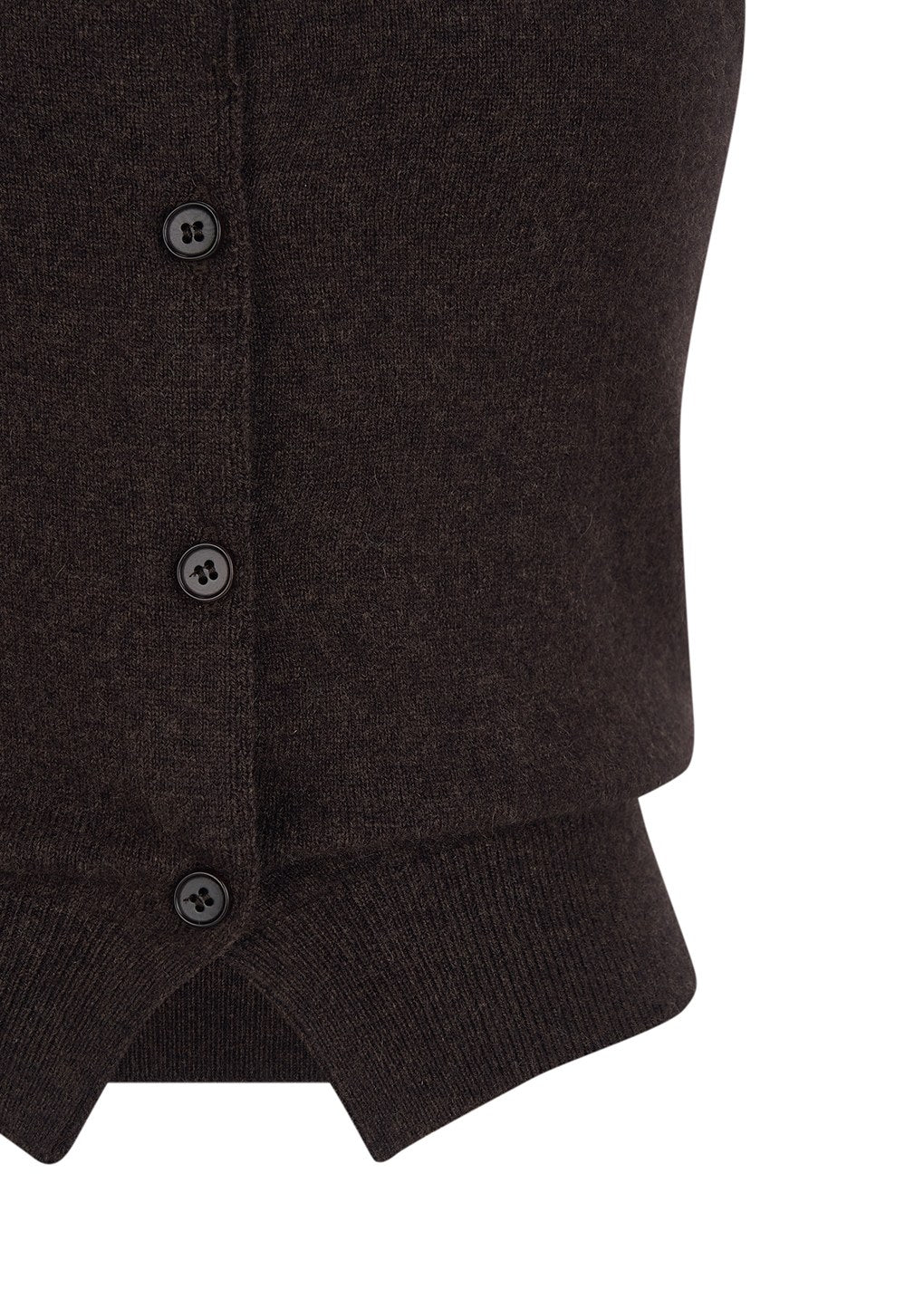 cashmere button up u-neck vest, brown