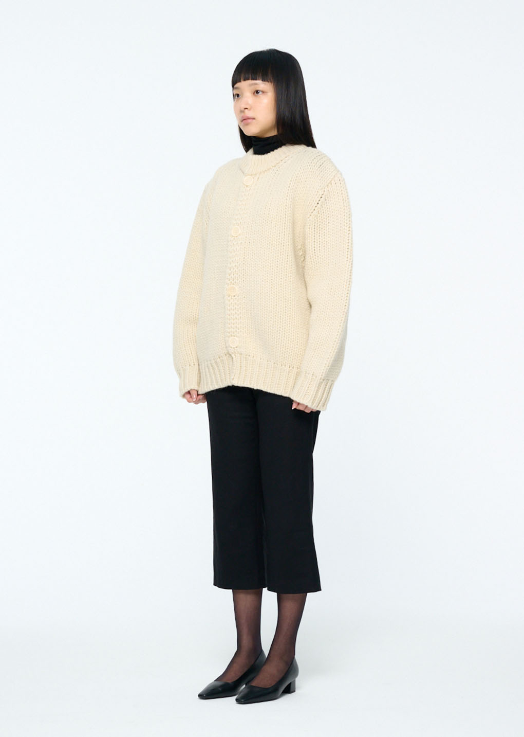 hand knitted cardigan, ecru