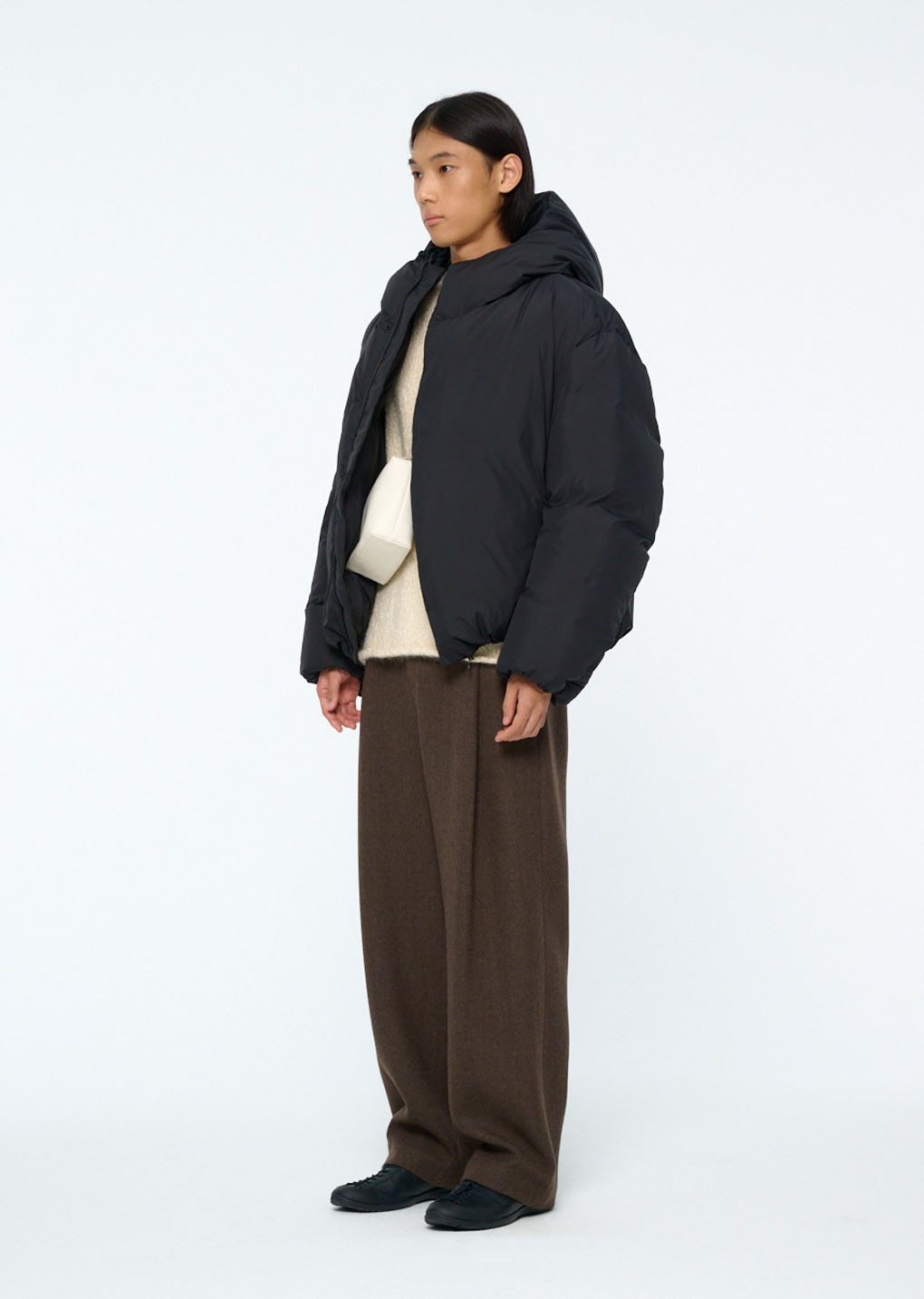 hooded down puffer, black