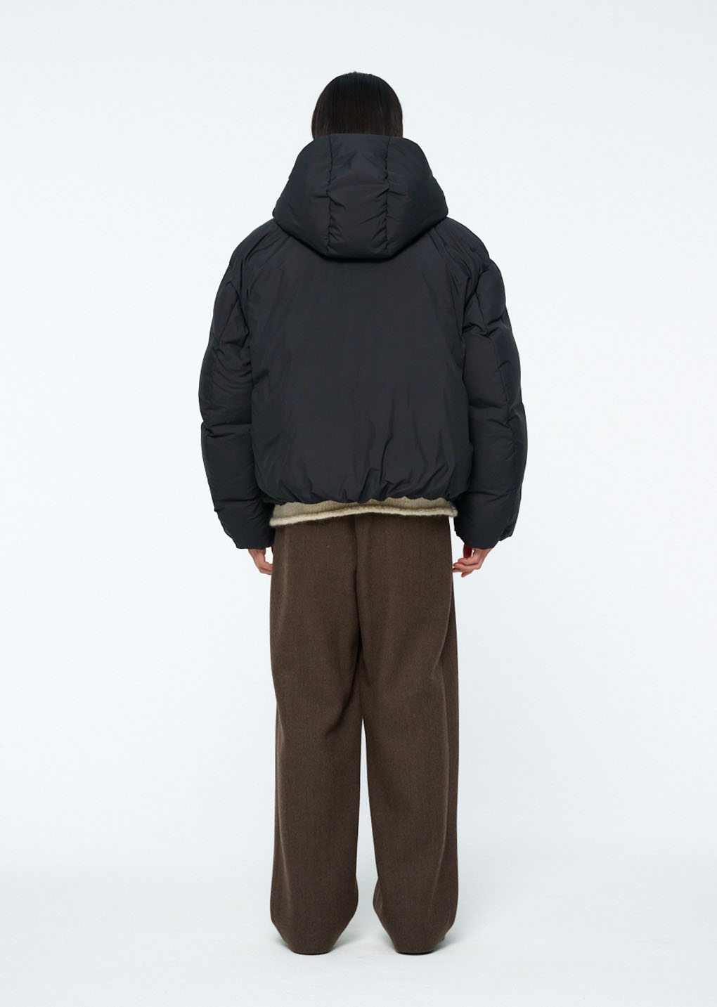 hooded down puffer, black