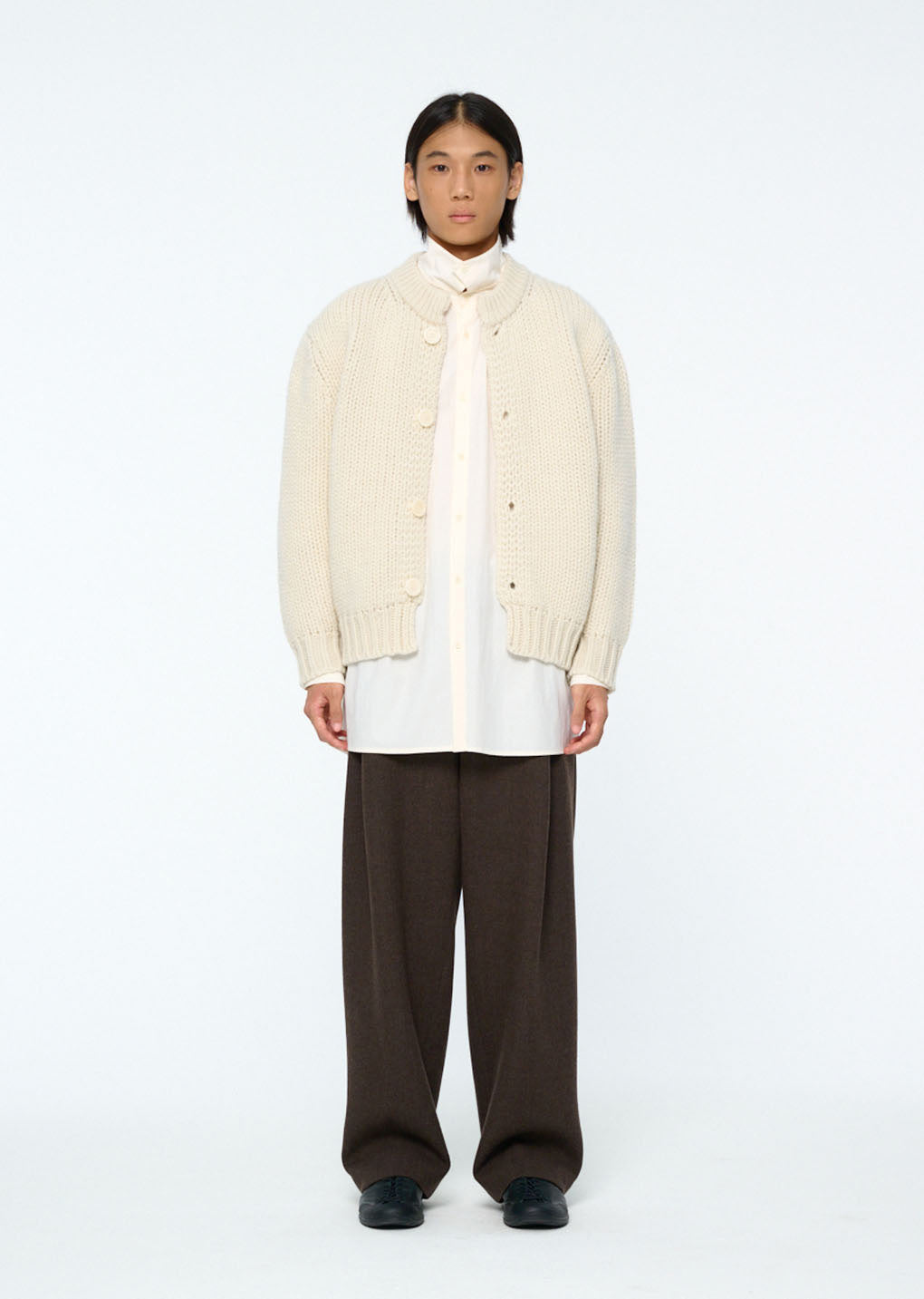 hand knitted cardigan, ecru hover