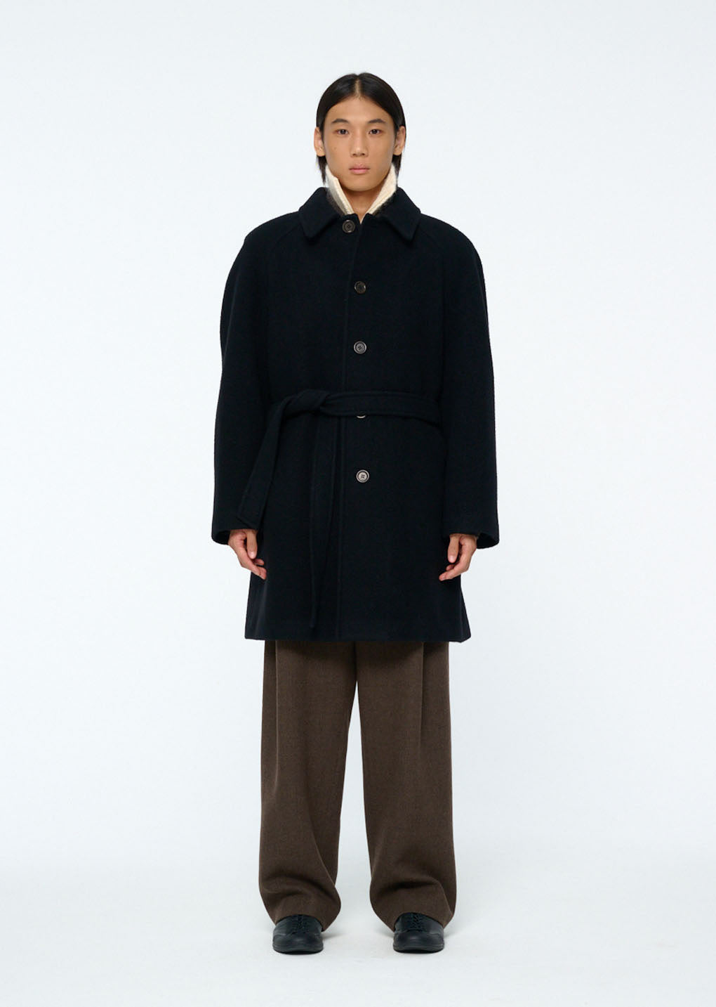mens raglan coat, black hover