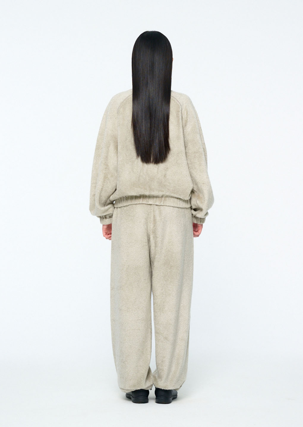fluffy oversized half neck pullover, grey