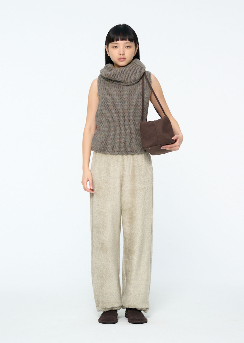 hand knitted vest, grey hover