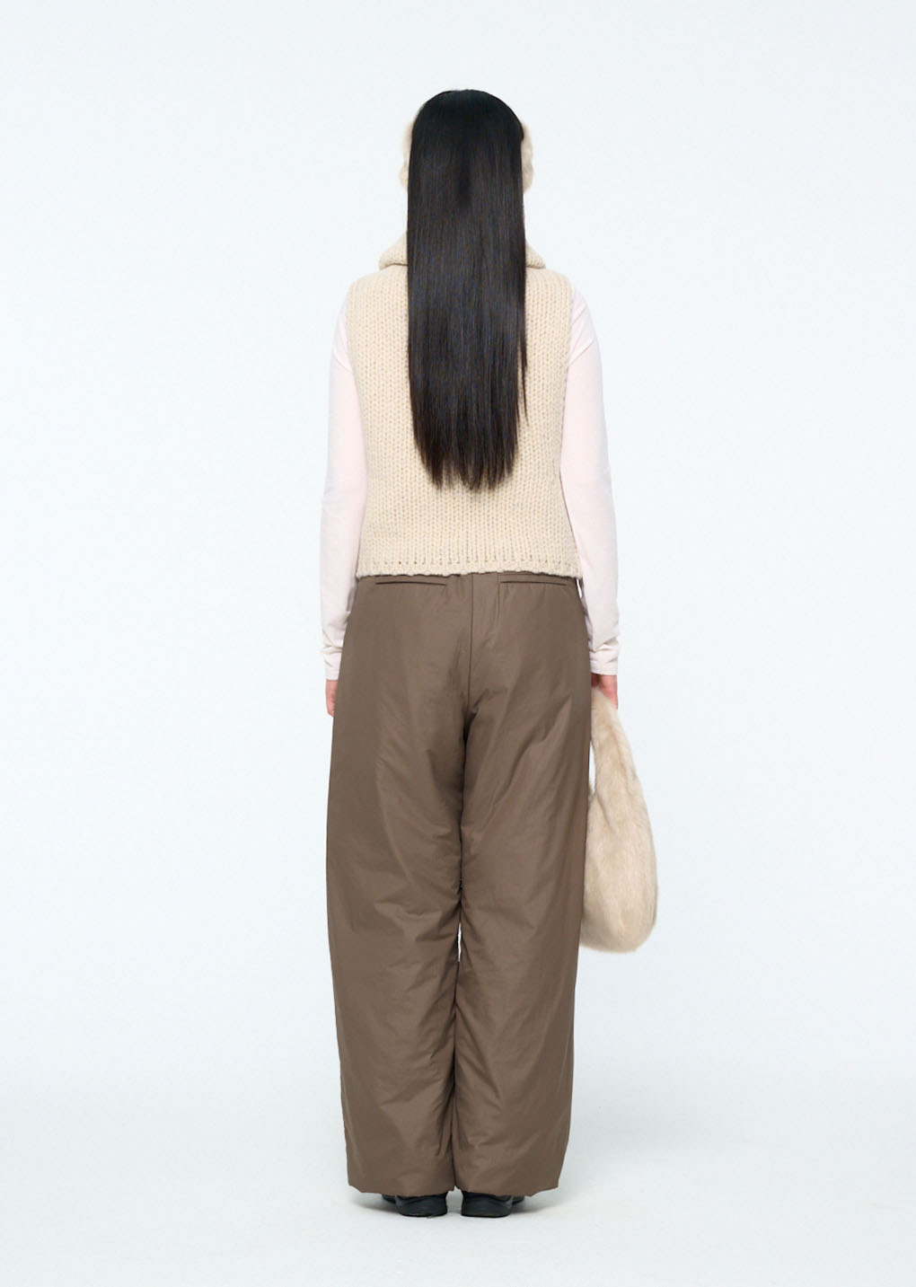 fur tote bag, ivory