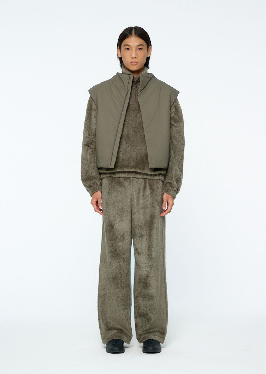 fluffy banding pants, khaki