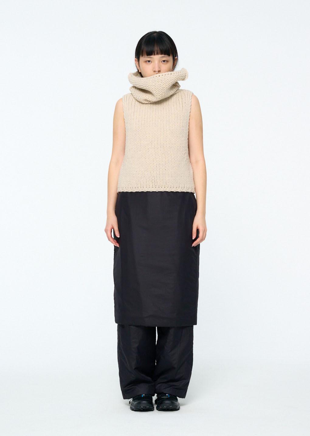 hand knitted vest, ecru hover
