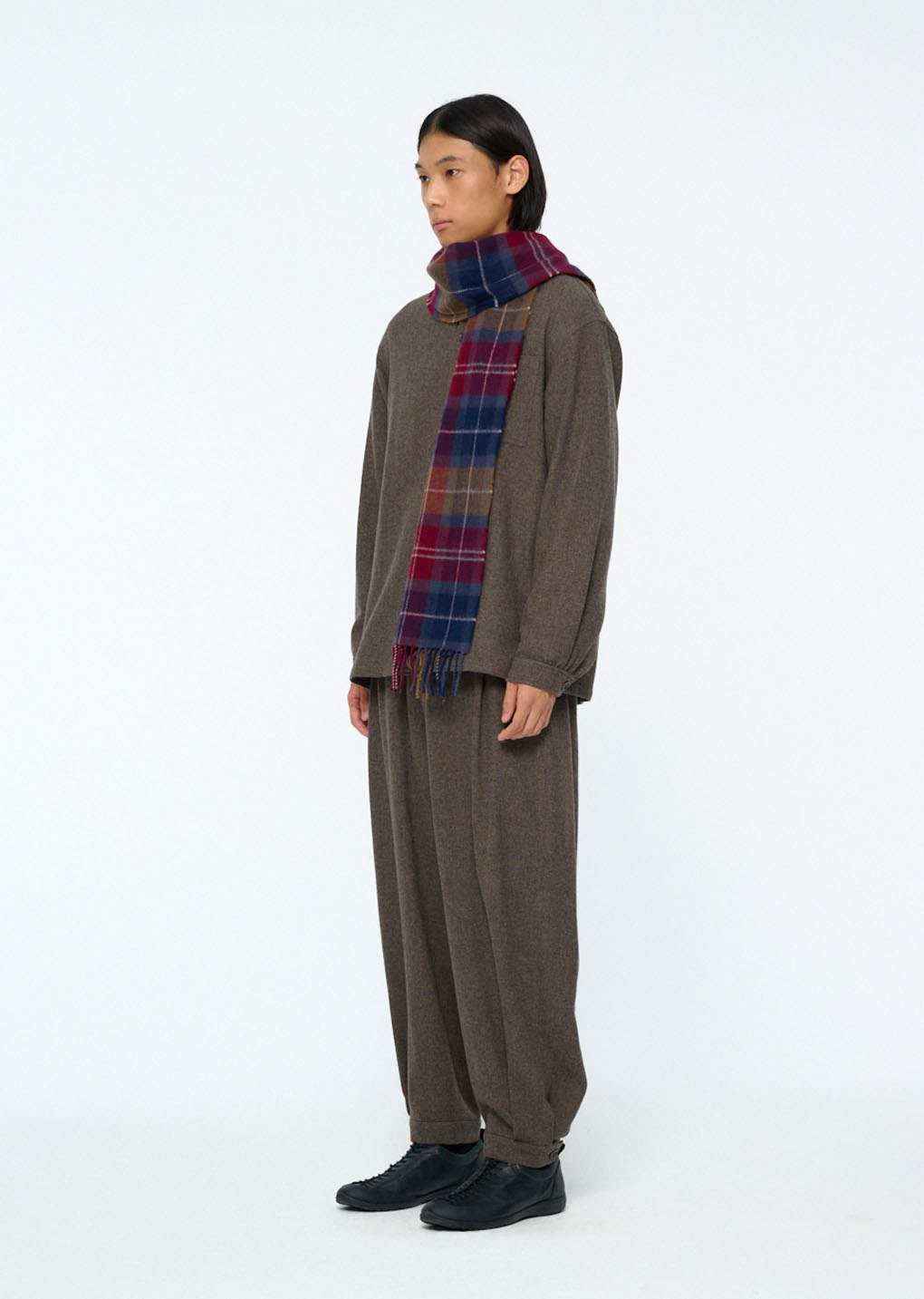 mens wool shirring pants, light brown