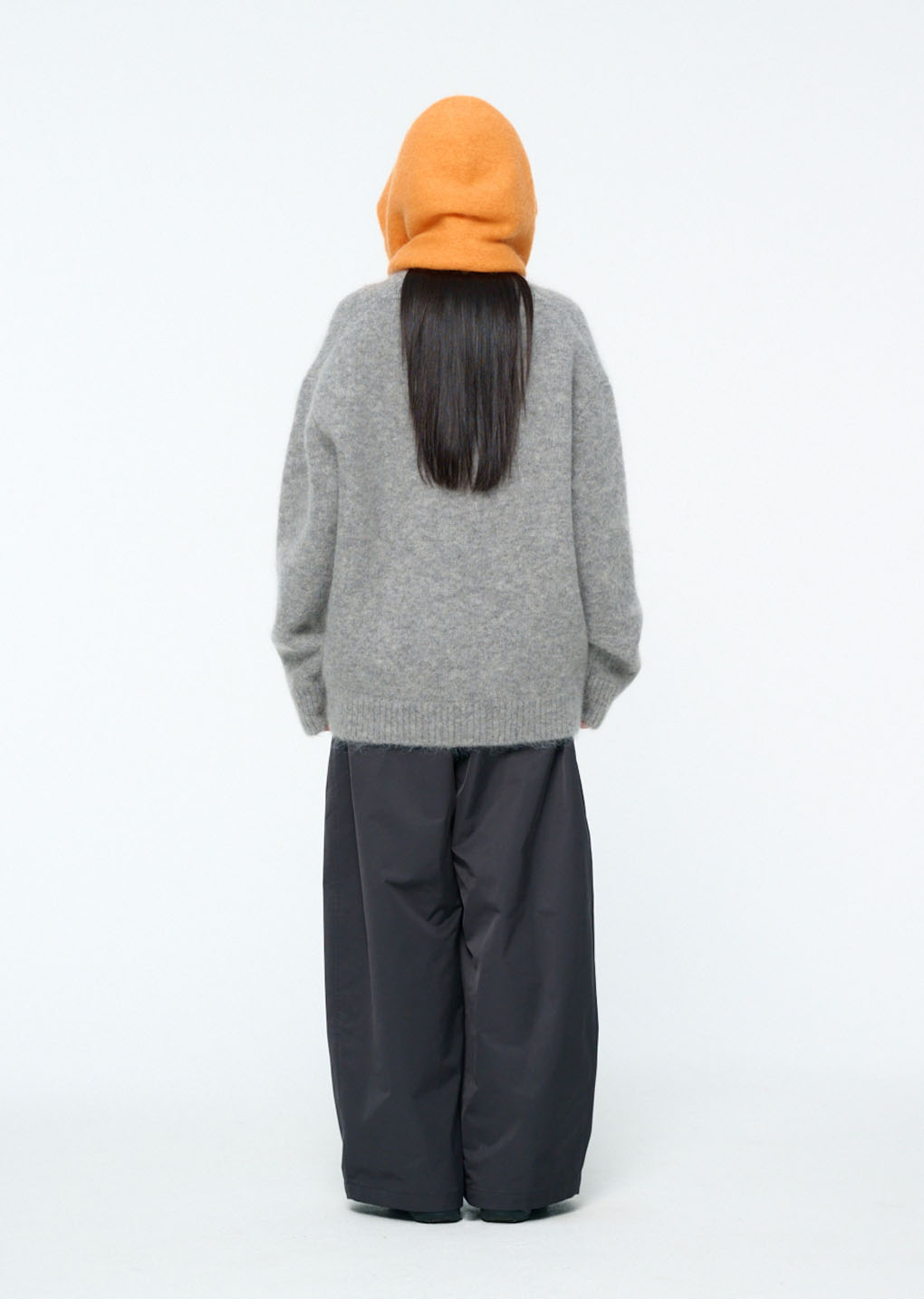 hairy rounded pullover, melange grey