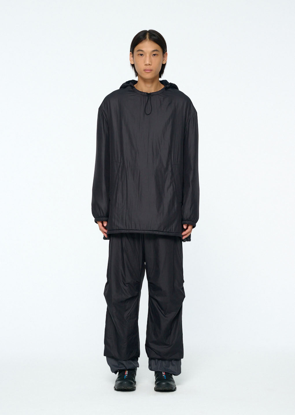 nylon reversible padded poncho, black hover