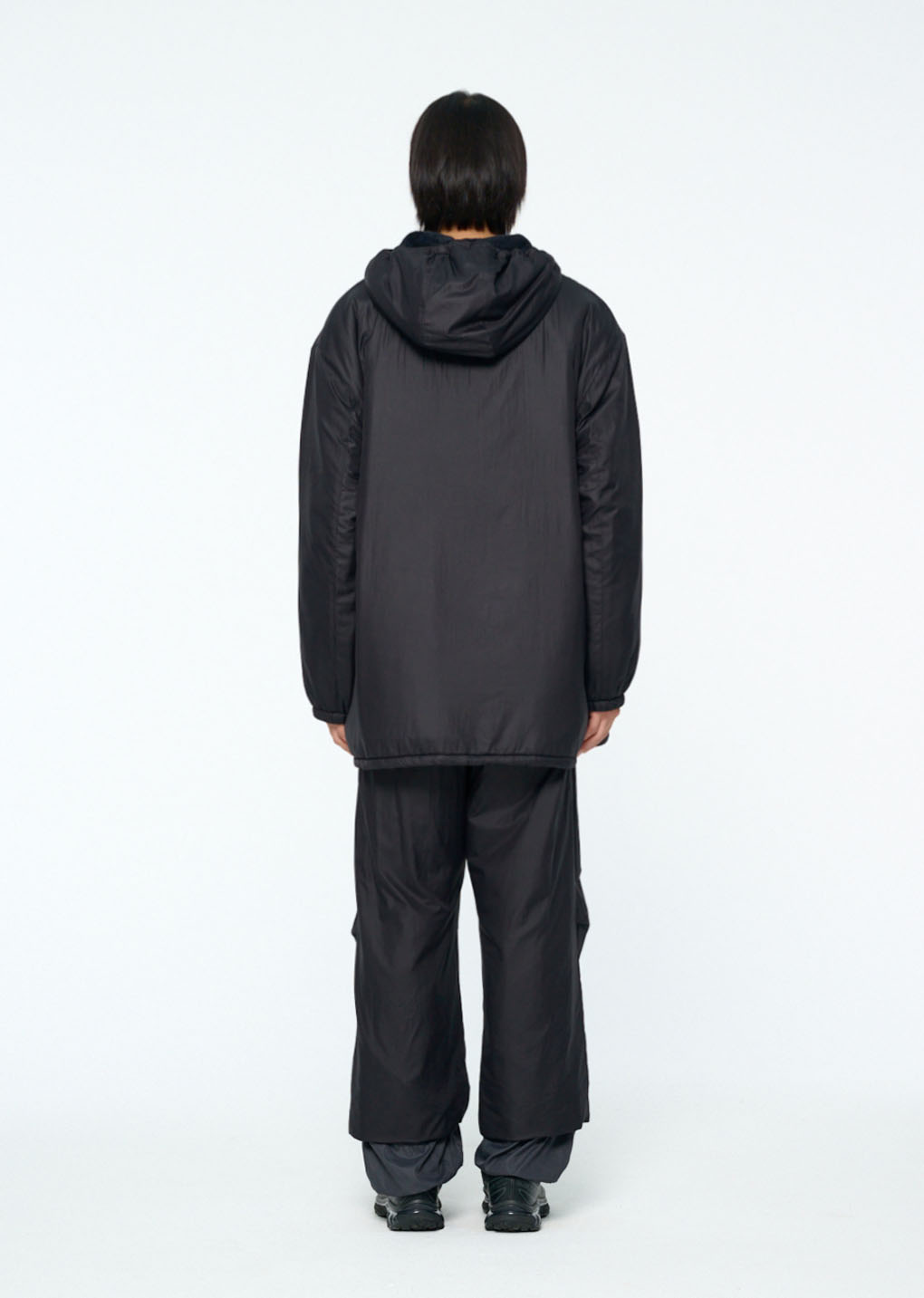 nylon reversible padded poncho, black