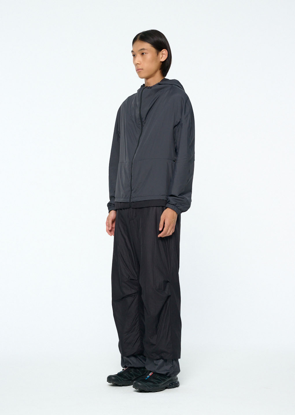 nylon reversible hood jumper, black