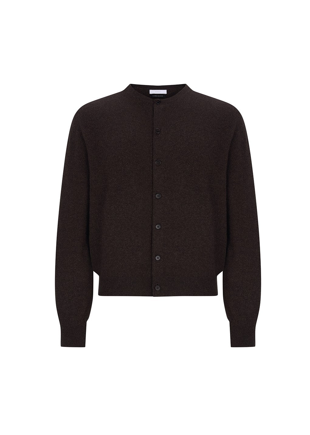 men's cashmere crewneck cardigan, brown
