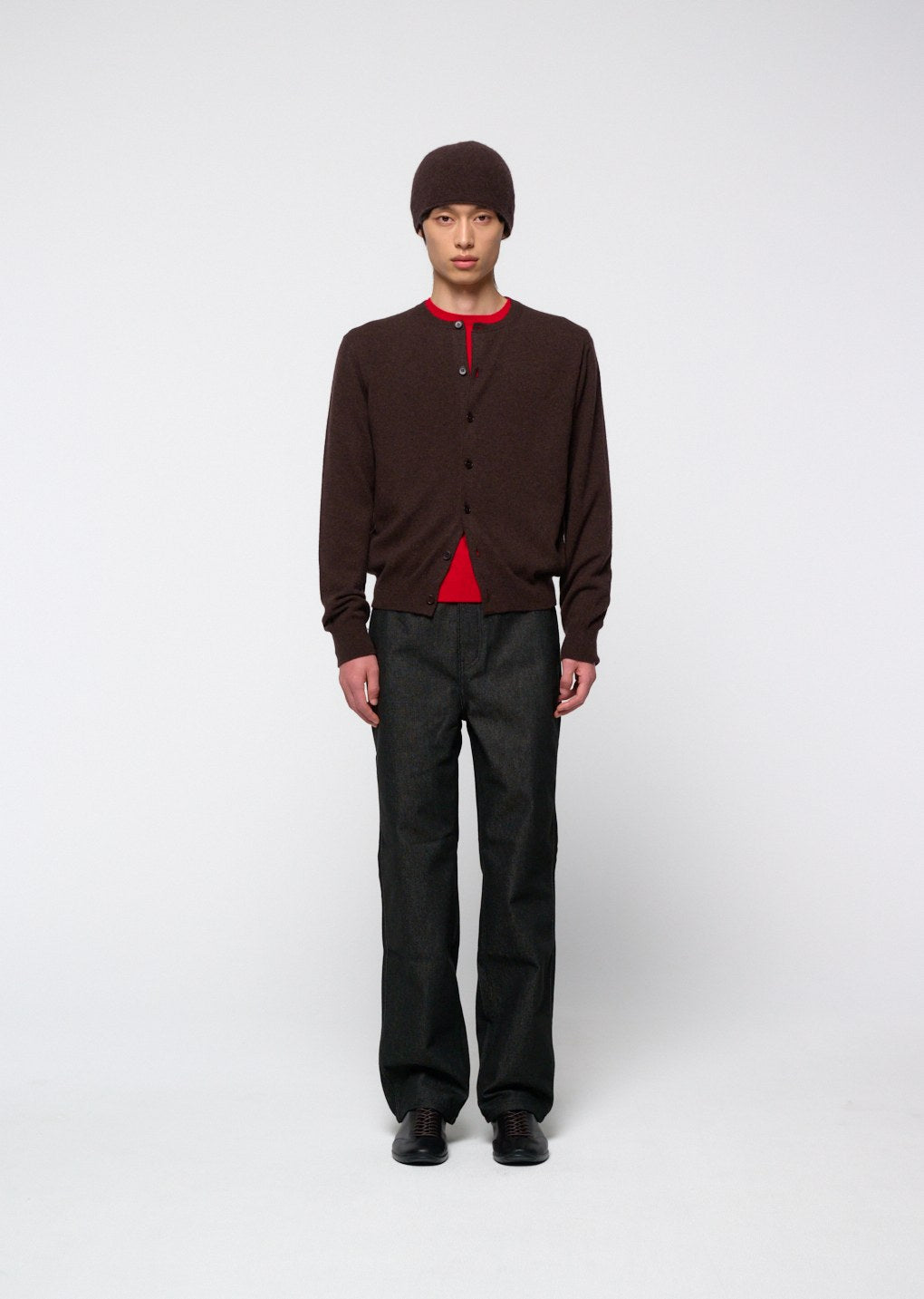 cashmere crewneck knit, red