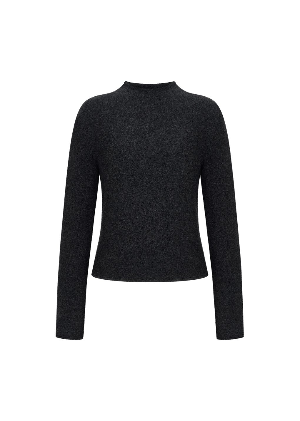 cashmere half neck knit top, charcoal