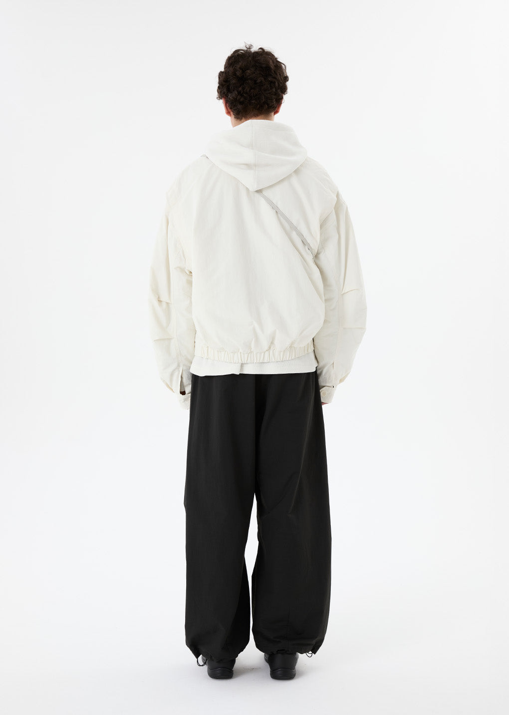 padded cotton nylon jumper, ecru