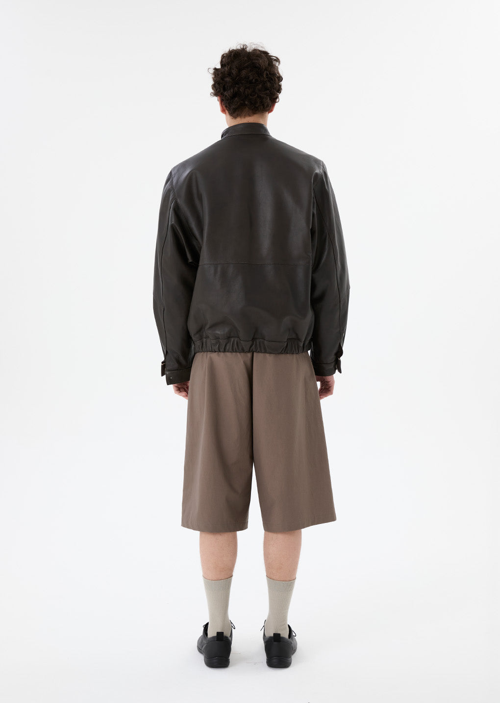 lambskin leather blouson, brown