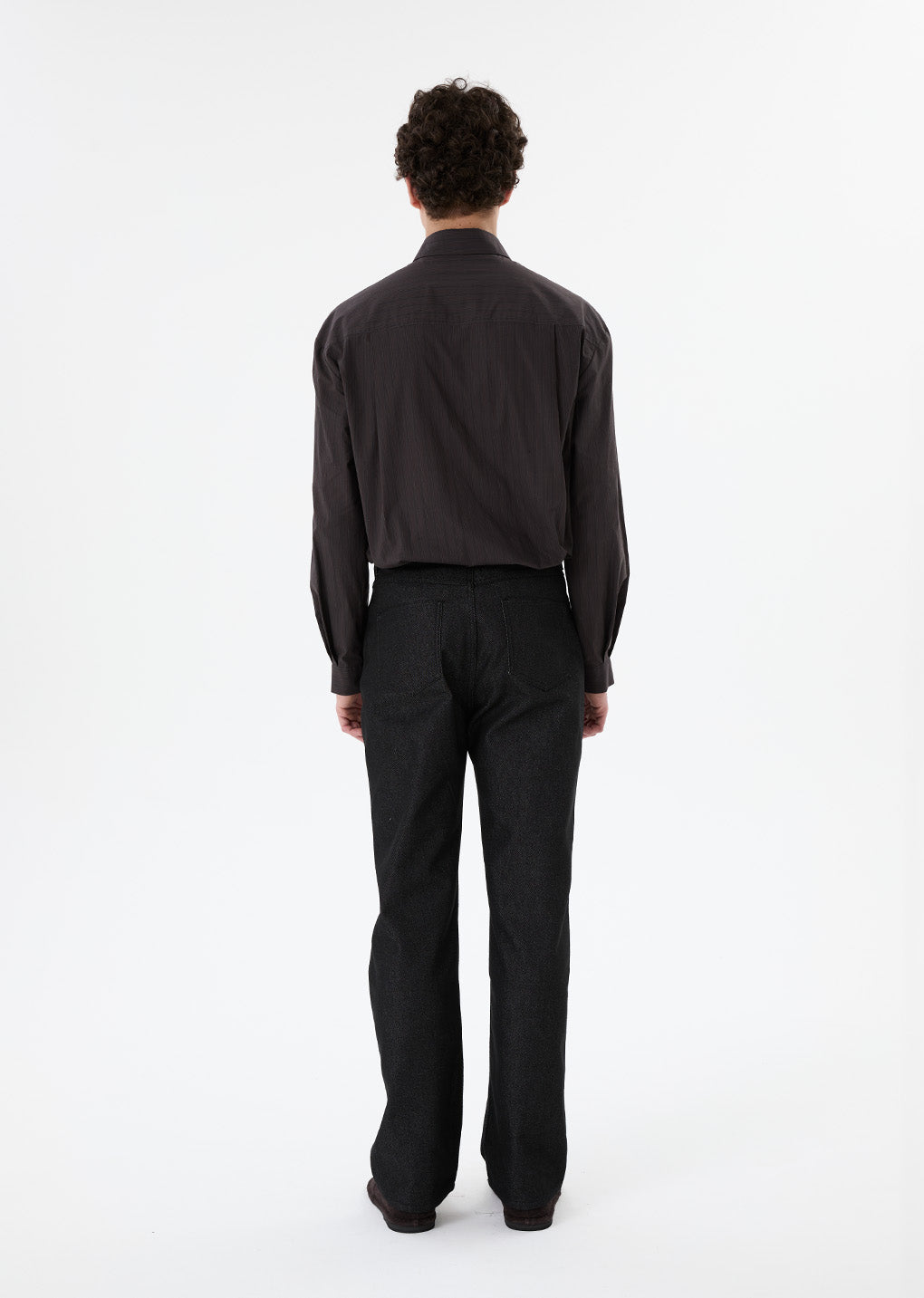stripe square pocket oversized shirts, brown