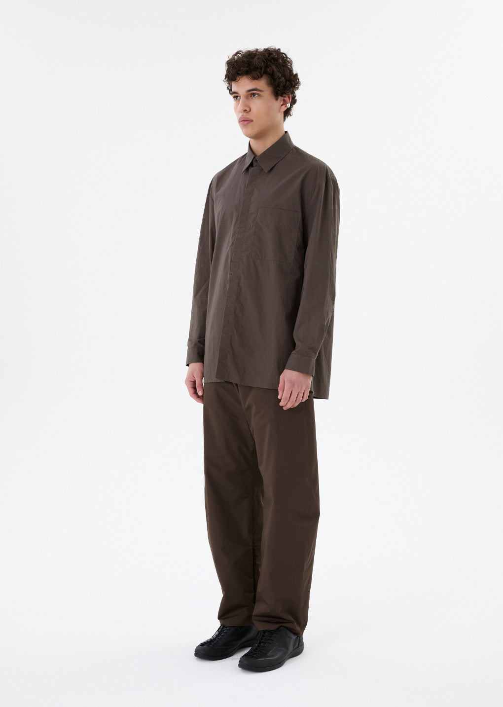 taffeta curved leg pants, brown