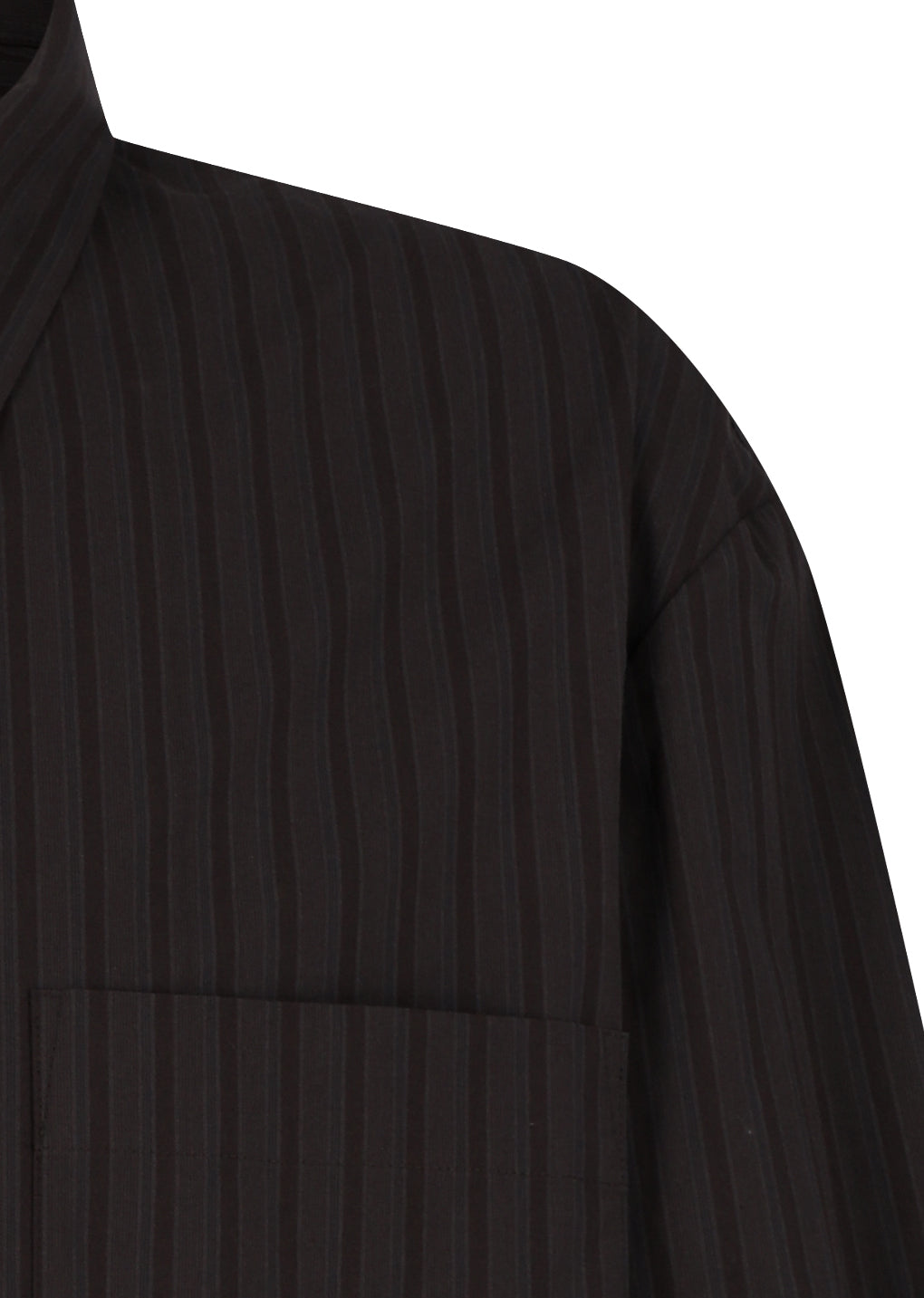 stripe square pocket oversized shirts, brown