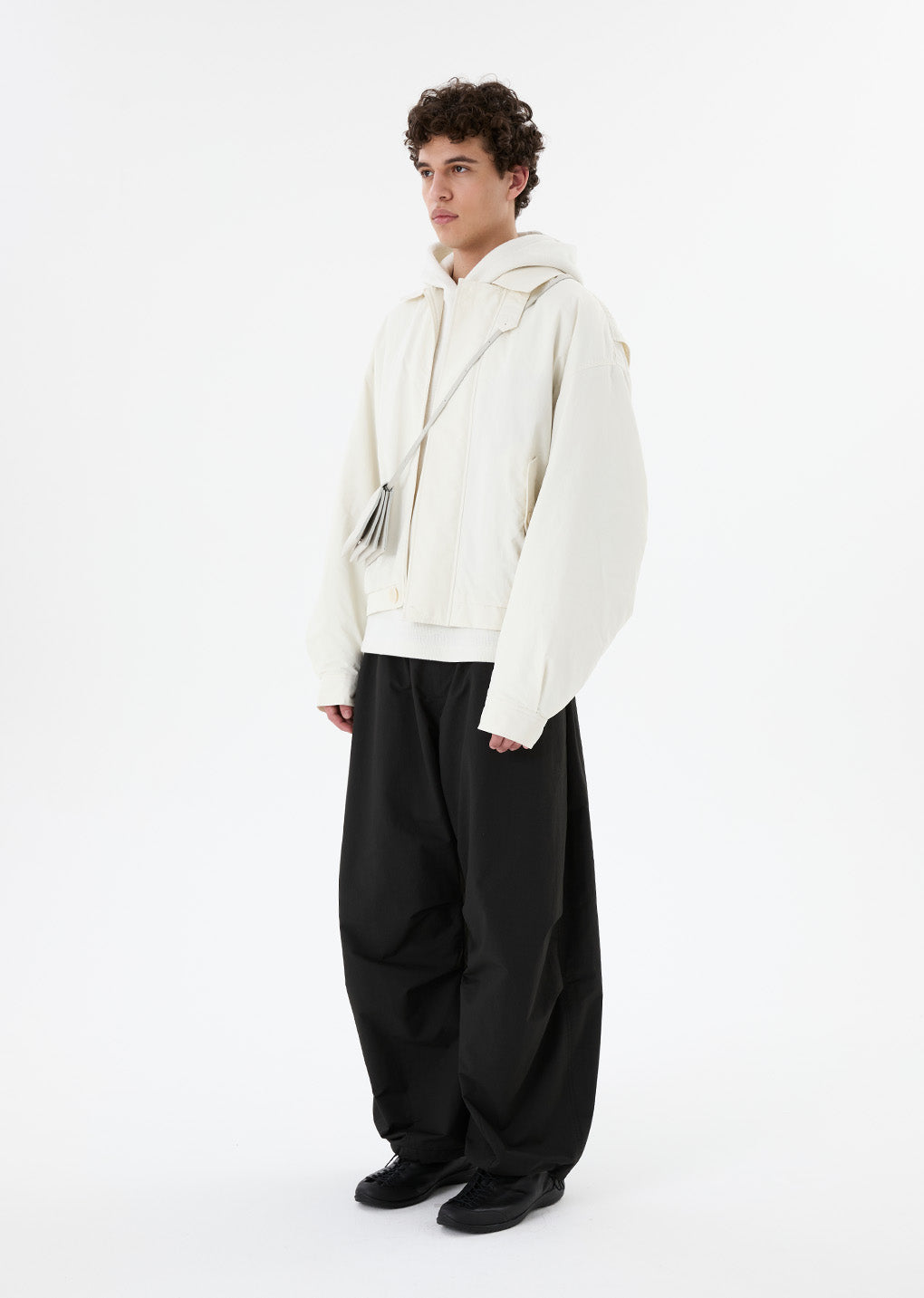 padded cotton nylon jumper, ecru