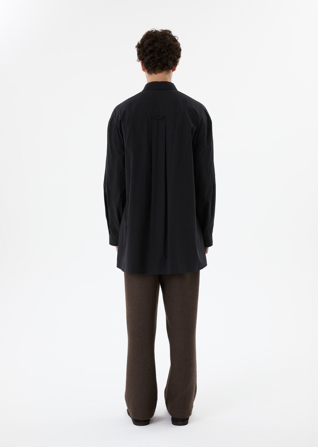 neck shirring oversized shirts, black