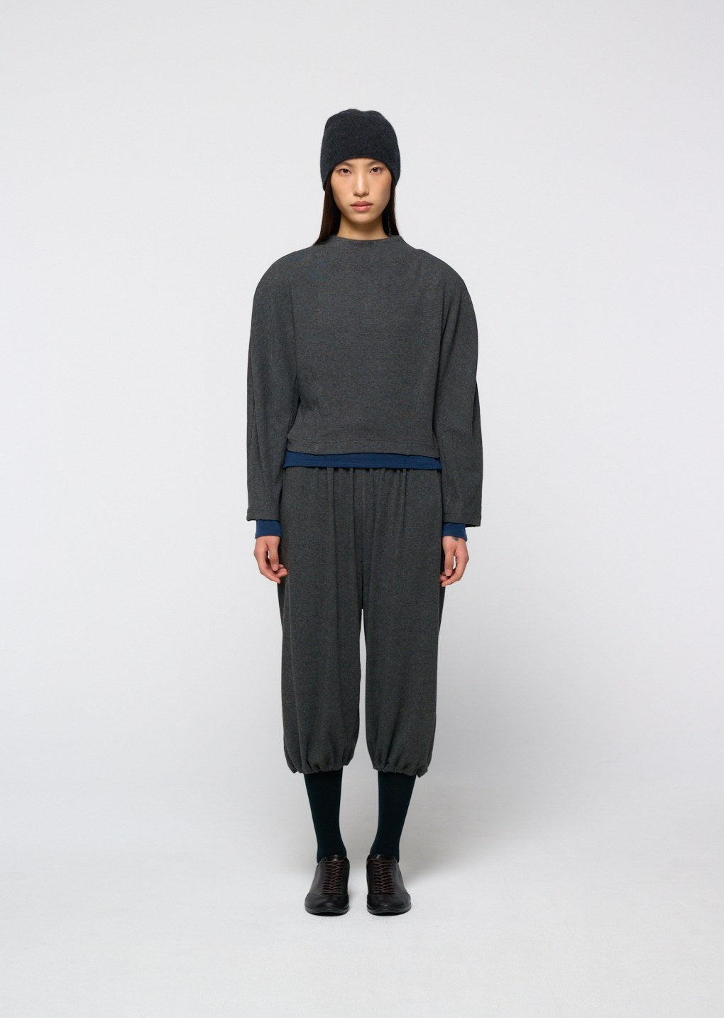 cashmere knit beanie, charcoal