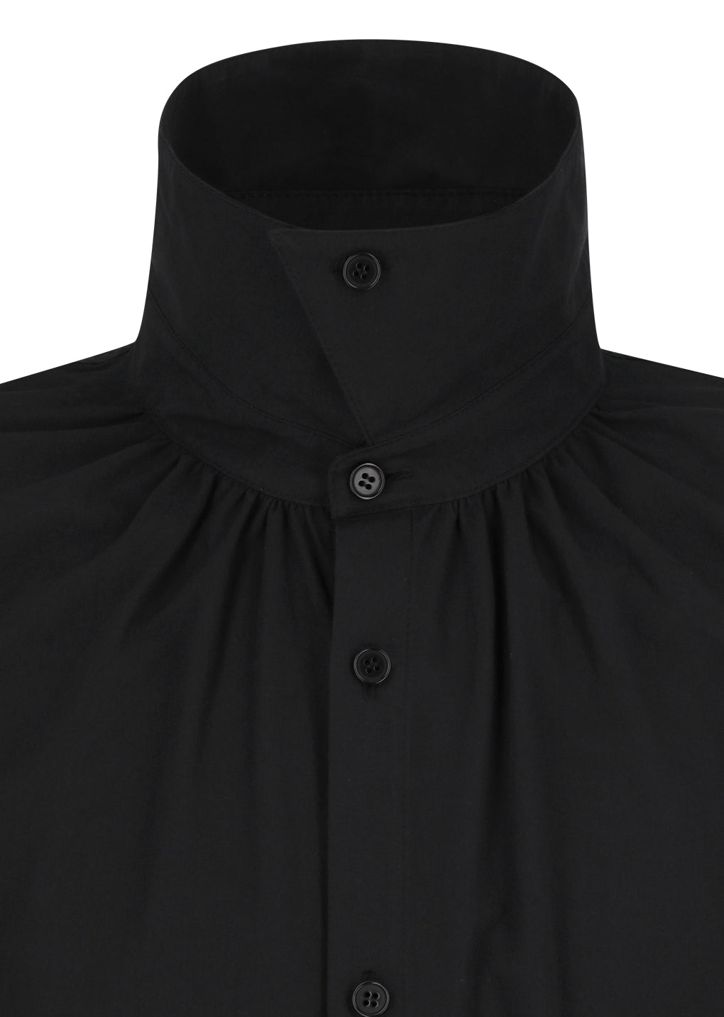 neck shirring oversized shirts, black