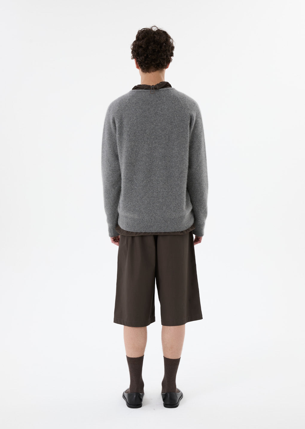 two tuck wide shorts, brown