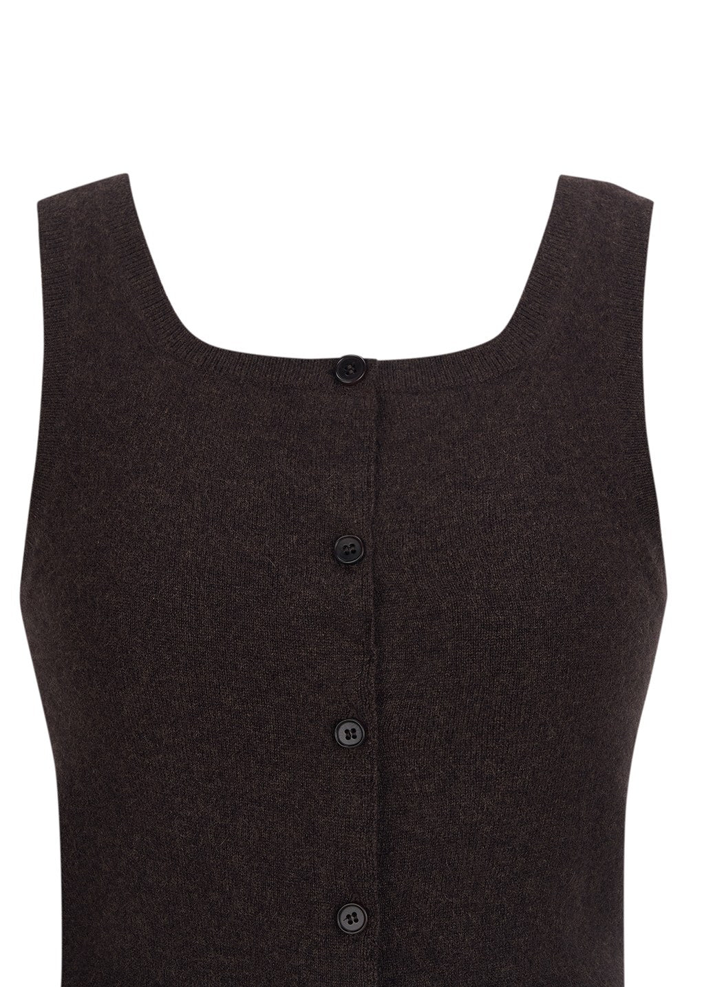 cashmere button up u-neck vest, brown