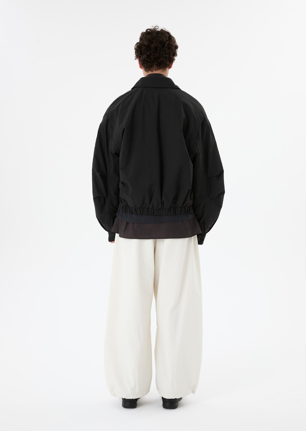 padded cotton nylon jumper, black