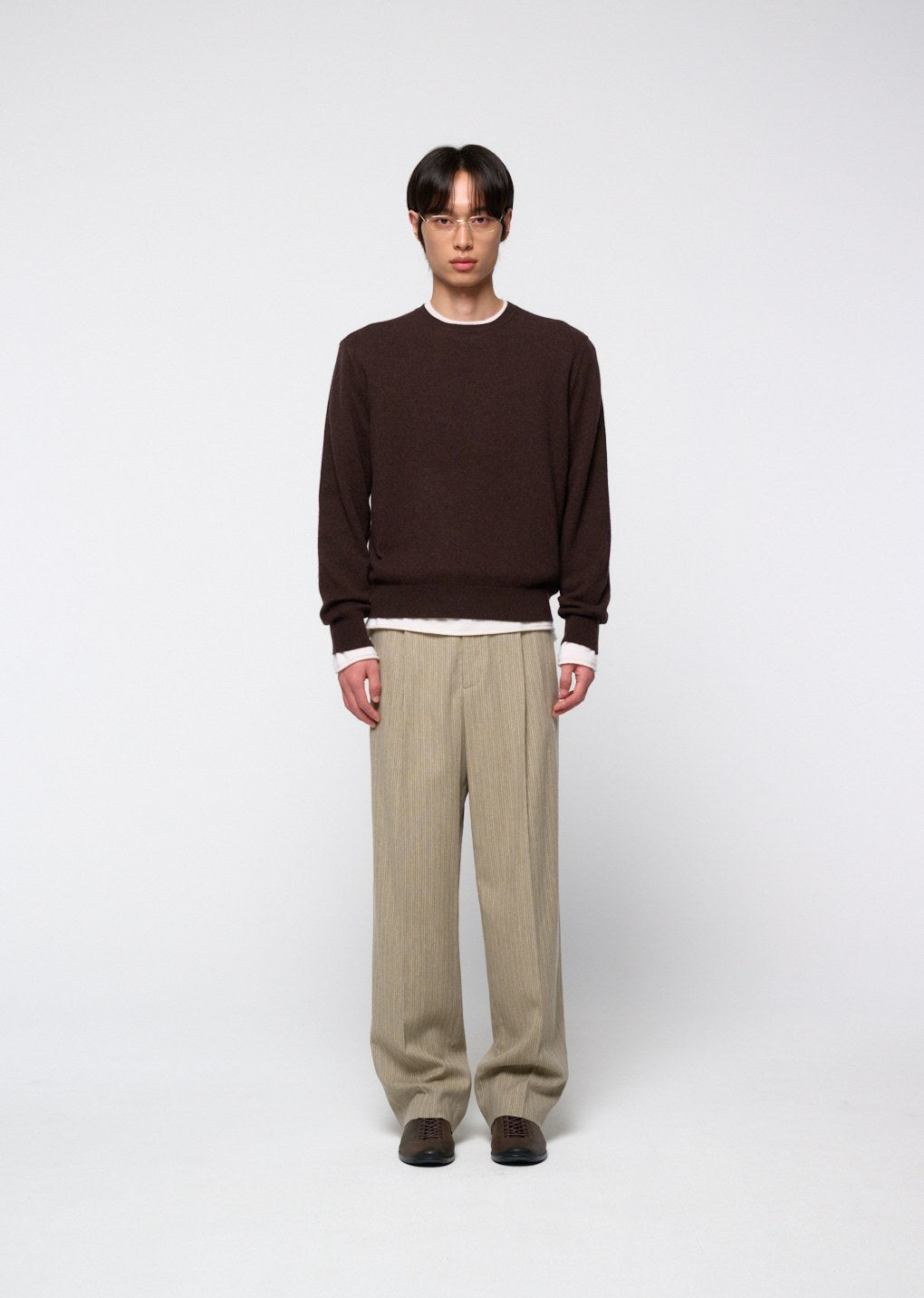 cashmere crewneck knit, brown