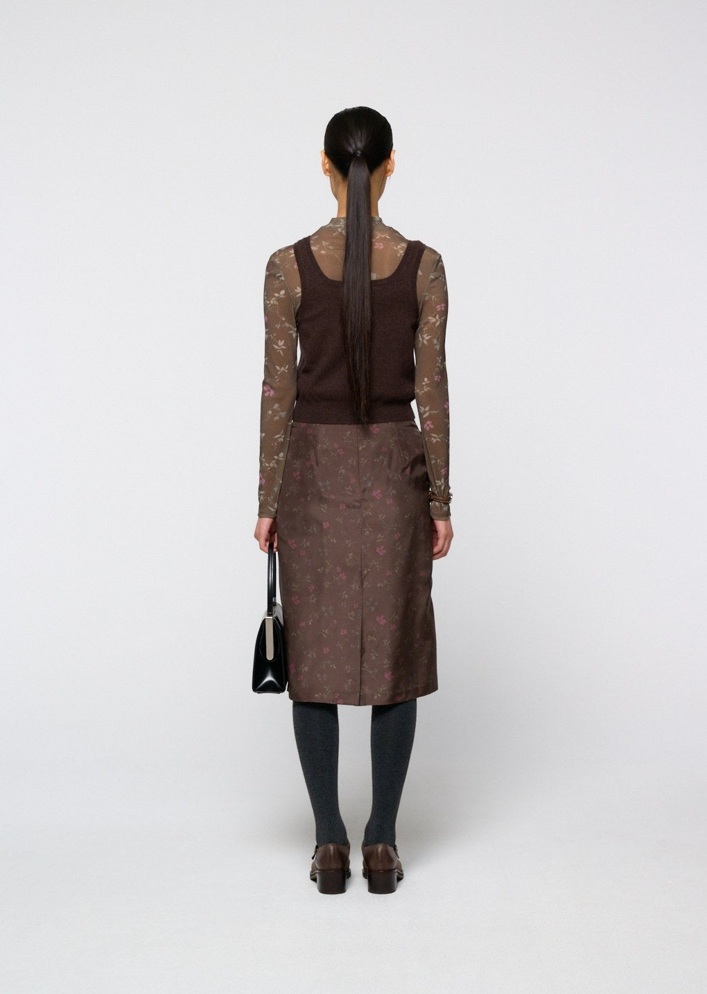 cashmere button up u-neck vest, brown